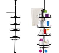 Bathroom Shelf 4 Tier Black Telescopic Wall Corner Rack Shower Caddy Organizer