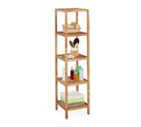 Bathroom shelf 5 Shelves Natural Finish Bathroom Storage Unit Open Shelf Rack