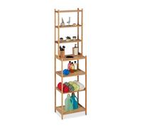 Relaxdays Bathroom Shelf, HxWxD 180 x 44 x 33 cm, 7 Shelves, Standing for Kitchen, Bamboo