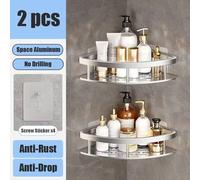 Bathroom Shelf No Drill Wall Mounted Shampoo Bottle Shower Corner Rack Toilet St