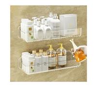 Bathroom Shelf Storage Rack for Household Bathrooms Double Layer Plastic Wall Storage Rack Storage Rack for Cosmetics Toiletries and Supplies That do Not Need to Be Perforated on the Wall(Clear)