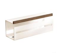 Bathroom Shelf Tooth Cup Holder Wall Mounted Organizer Cream Walnut Finish Aluminum and Solid Wood Space Saving Paper Towel Rack Compact 15.8 x 6 x 6(White)