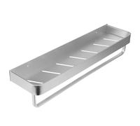 Bathroom Shelf Wall Mount Space Aluminium Shower Single Layer Shelf Shampoo Storage Rack50cm Commodity Shelf with Hanging Rod