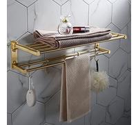 Bathroom Shelves Gold Towel Rack Bar Rail with Hardware Pendant Set Simple Light Luxury Design for Bathroom Storage.