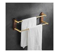 Bathroom Shelves Towel Rail Rack Towel Hanger Wall Mounted 38CM Towel Rack, Bathroom Aluminum Brush Gold Towel Bar Rail, No Drilling Walnut Towel Holder for Bathroom Kitchen (Color : 2 Bars) innovate