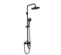 Bathroom Shower Faucet Set Black, 8-in Rain Showerhead with Handheld Spray, 3-Function Shower, Wall Mounted Bathtub Shower Mixer Tap