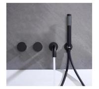 Bathroom Shower Faucet- Set Mixing Valve Brushed Solid Brass Handheld Shower Two Way Hot and Cold Mixing Kit(Black)