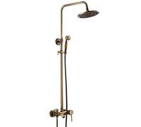 Bathroom Shower Faucet Set Retro Antique Brass Shower Set Wall Mounted Phone Ceramic Handheld Mixer Tap Faucet 3-Functions Mixer Valve-B (C)