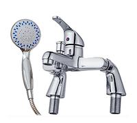 Bathroom Shower Filler Mixer Taps Modern Style Chrome Polished Solid Brass Bath Tub Hot & Cold Water Filler Faucet with Round Handheld Shower Head