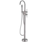 Bathroom Shower Mixer Set Modern Freestanding Faucet Brass Floor Mount with Hand Shower Taps Faucet with Shower Handheld Shower Mixer Tap 360° Filler Spout Bath Cold and Hot Aqiong