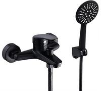 Bathroom Shower Mixer Taps with Hand Held Shower Black Brass with Shower Head and Hose Set Wall Filler Bath Tap-A