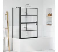 Bathroom Shower Screen Black and Transparent Tempered Glass 80 x 68 x 128 cm Foldable with Water Resistant Splash Guard for Bathtub, Frameless Design, Modern Bathroom Accessories