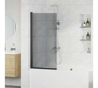 Bathroom Shower Screen Black Tempered Glass 68 x 130 cm, Width Adjustable Shower Enclosure, Frameless Design, Splash Proof for Bathroom, Niche, Corner Shower