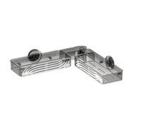 Bathroom Shower Shelf Corner Design - Strong Suction Cup Storage Rack for Toiletries - No Drill Wall Mounted Basket with Hooks Transparent 24.4x3.9x1.8inch(Gray)