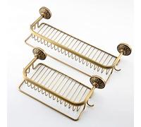 Bathroom Shower Shelf Floating Shelves Caddy European Antique Brass Single Tier Storage Rack Wall Mounted Kitchen Spice