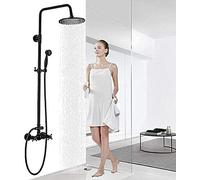 Bathroom Shower System Rainfall Shower Head Handheld Shower Mixer Taps Set Black Oil Rubbed Bronze Finish Bath Filler Tap