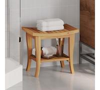 Bathroom Side Table Solid Teak Wood 50 x 35 x 45 cm Bathroom Accessory Organiser with Shelf for Shower, Sink, Toilet, Towel Holder and Cosmetics