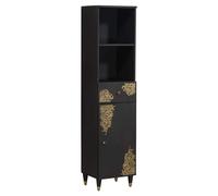 Bathroom Sideboard Black 38 x 33 x 160 cm Solid Mango Wood Gold Print BrassKnobs