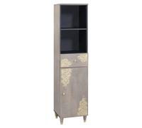 Bathroom Sideboard Grey 38x33x160cm Solid Mango Wood GoldScreenprint Brass Knobs