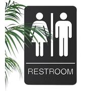 Bathroom Sign - ADA Braille Bathroom Sign, ABS Material | Universal Gender Neutral Signage System 9 X 6 Inches For Office Shopping Mall Restaurant Public Facility Use