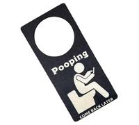 Bathroom Sign | Novelty Pooping Come Back Later Occupied Sign | Fun Occupied Sign On Bathroom Door | Funny Wooden Door Knob Hanger Sign | Novelty Pooping Door Sign For Restroom Bathroom
