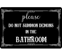 Bathroom Sign Please Do Not Summon Demons in the Bathroom Gothic Decor Retro Metal Tin Sign Vintage Bathroom Quote Tin Sign for Toilet Restroom Washroom Home Decor 8x12 Inch