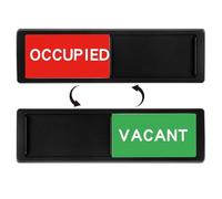 Bathroom Sign, Privacy Sign Vacant Occupied Sign for Home Office Restroom Conference Hotel Hospital, Easy to Read Non-Scratch Magnetic Slider Door Indicator Sign (Black)