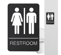 Bathroom Sign, Professional Design, Black, Ada Braille Unisex Bathroom, Restroom Sign, Versatile Usage, for Business, Office, Restaurant, or Home Bathrooms