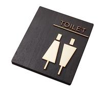 Bathroom Sign Wall Decor, Male Female 3D Raised Icons with Wooden Base, Door(A)