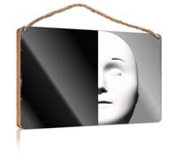 Bathroom Signs Decor Funny A White Mask Partially Obscured by Darkness Signs for Kitchen Boys Bedroom Decorations(23X35CM)