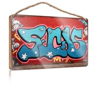 Bathroom Signs Decor Funny Colorful Graffiti Art On A Brick Wall Wooded Sign Porch Decorations Outdoor Indie Room Decor(23X35CM)