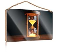 Bathroom Signs Decor Funny Hourglass with Changing Faces Inside Wooded Sign Porch Decorations Outdoor Indie Room Decor(23X35CM)