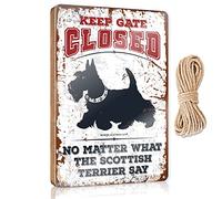 Bathroom Signs for Door Keep Gate Closed No Matter What The Scottish Terrier Say Wooden Sign Funny Doorsign Office Door Signs Personalized(15X28CM)