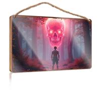 Bathroom Signs For Door Man Faces Glowing Skull In Enchanted Forest Wooded Sign Front Porch Decor Farmhouse Spring Porch Decor(20X30CM)