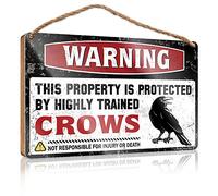 Bathroom Signs For Door Warning This Property Is Protected By A Highly Trained Crows Wooden Sign Funny Kitchen Decor Front Porch Decor Farmhouse(15X28CM)