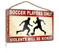 Bathroom Signs For Home Soccer Players Only. Violence Will Be Kicked. Bathroom Signs For Home Pool Decor(20X30CM)