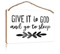 Bathroom Signs Funny Trust in God for Peaceful Sleep Wooden Sign Home Décor Store Home Decor Holiday Porch Sign(23X35CM)
