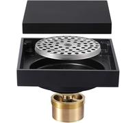 Bathroom Sink, 4 Inches Shower Drain, Brass Square Invisible Shower Floor Drain(Bronze)