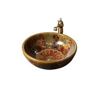 Bathroom Sink 40 * 40cm Round Retro Light Luxury Wash Basin Bathroom Ceramic Countertop Art Sink Countertop Basin