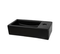Bathroom Sink Art Ceramics Single Basin Sink Contemporary Wall-Mounted Basin Square Porcelain Minimalist Washbasin(Black)