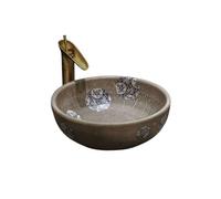 Bathroom Sink Art Countertop Basin Jingdezhen Ceramic Chinese Washbasin Round with Accessories Countertop Basin