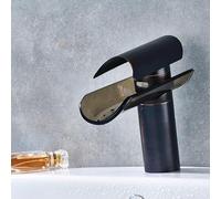 Bathroom Sink Basin Faucet Deck Mounted Single Handle Waterfall Glass Spout Hot and Cold Water Mixer Countertop Tap