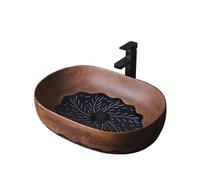 Bathroom Sink Bathroom Sink 58 * 40 * 14cm Vessel Sinks Oval Brown Porcelain Ceramic Art Basin Countertop Basin