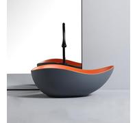 Bathroom Sink, Bathroom Vessel Sink Ceramic Art Basin Countertop Washbasin Scratch Resistant Shampoo Basin Easy to Install for Apartment Home Restaurant Hotel Balcony Washroom (B 50x39x18cm)