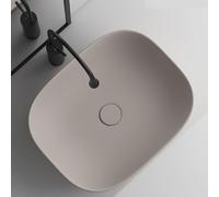 Bathroom Sink, Bathroom Vessel Sink Ceramic Countertop Wash Basin Easy Installation Oval Wash Basin Bathroom Decoration Art Basin for Small Apartment Household Balcony (Khaki 50x40x15.5cm)