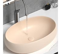 Bathroom Sink, Bathroom Vessel Sink Ceramic Countertop Wash Basin Oval Creative Art Basin Easy to Install and Clean Stain Resistant Washbasin Hotel Balcony Home Engineering Bars Restaurant C