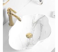 Bathroom Sink, Bathroom Vessel Sink Ceramic Easy Installation Countertop Basin Marble Pattern Small Wash Basin Basin Art Basin Home Light Luxury Style Hotel Villa Restaurant Powder Rooms Gar