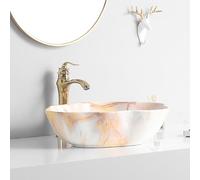 Bathroom Sink, Bathroom Vessel Sink Ceramic Easy Installation Countertop Basin Marble Pattern Small Wash Basin Basin Art Basin Home Light Luxury Style Hotel Villa Restaurant Powder Rooms Gar