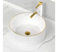 Bathroom Sink, Bathroom Vessel Sink Countertop Washbasin Ceramic Washbasin Easy Installation Glazed Smooth Shampoo Basin Bathroom Decorative Art Basin Apartment Hotel Family Restaurant (Whit