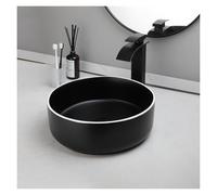 Bathroom Sink Bathroom Vessel Sink Faucet Combo14 Inch Bowl Rose Gold Round Ceramic for Counter(Black)